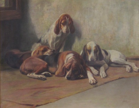 Sisters or Four Hounds, c. 1880. This work of animal portraiture is unusual for its nearly life-size depiction of a group of dogs rather than a single animal proudly posed to display its best features.